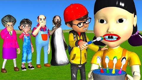 Scary Teacher 3D vs Squid Game Brush Teeth Squid Girl White or Black 5 Times Challenge