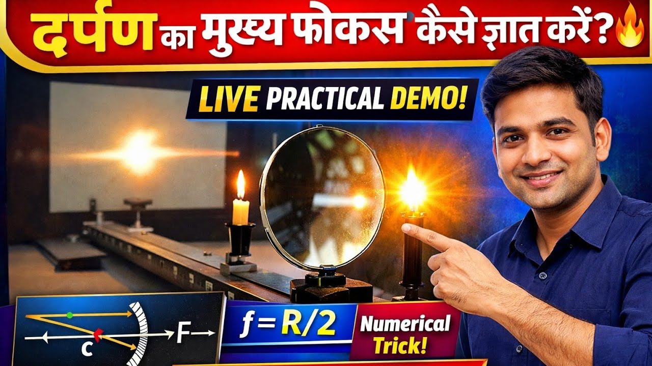 Experiment से सीखें – दर्पण का मुख्य फोकस , ध्रुव, प्रधान अक्ष, ..  | Ray Diagram + Practical, 10th