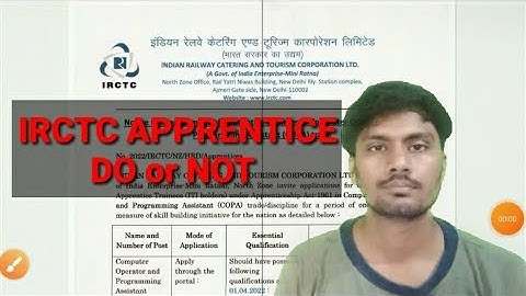 IRCTC Apprentice Do or Not /Railway Apprentice  Vacancy / why we need to do Apprentice from Railway