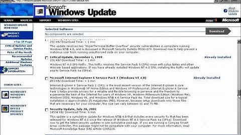Windows NT 4.0 Browsing Available Updates on Windows Update v3