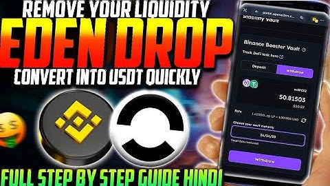 Binance OpenEden Booster Campaign Liquidity Remove from Stability Vaults Step by Step Guide Hindi 😍 