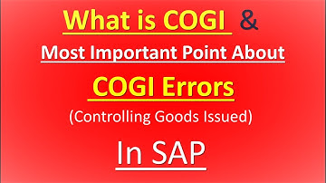 Most Important Point about COGI Errors in SAP : What is COGI