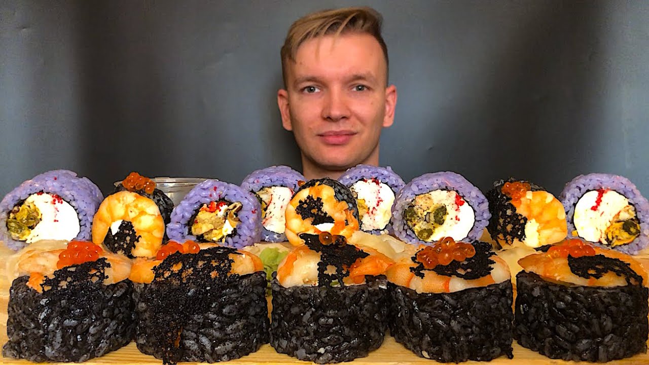 МУКБАНГ ОГРОМНЫЕ РОЛЛЫ I Монетизация! 😎📈 I Роллы креветка 🦐, авокадо 🥑 , мидии 🦪, икра 🍇  Mukbang