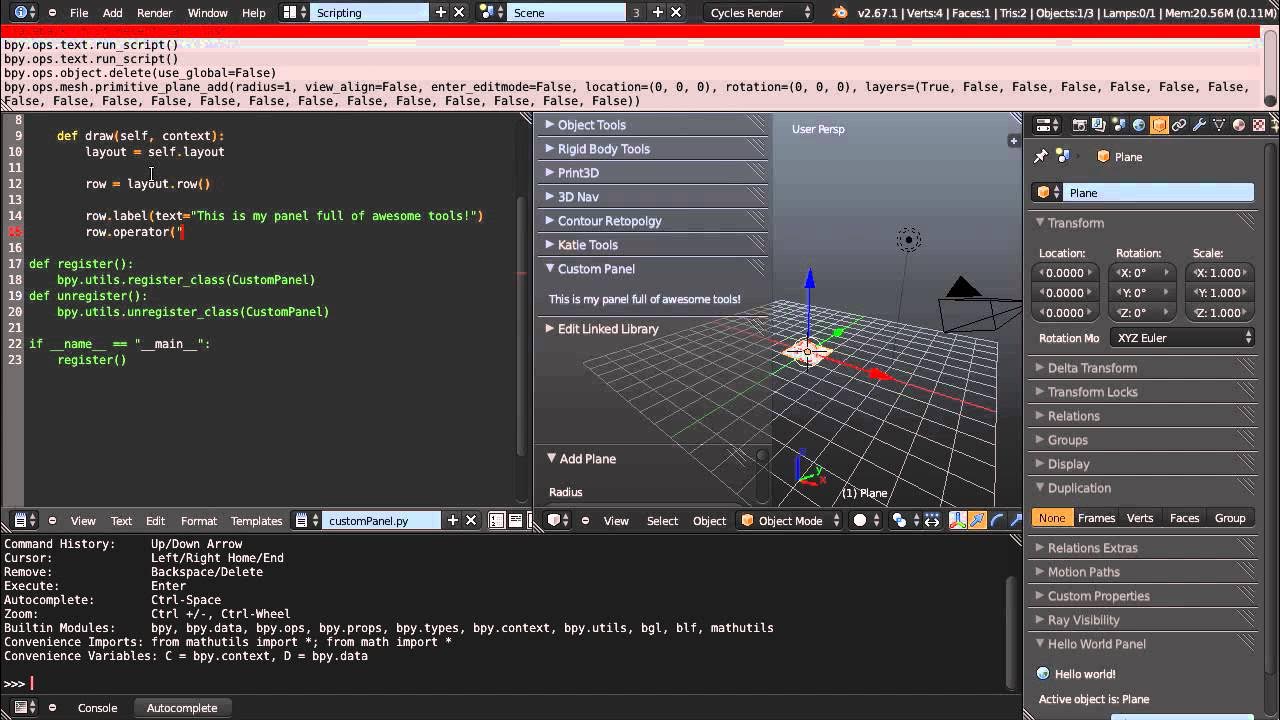 Panel python. Панель python. custom new window menu python blender. scripting with objects.