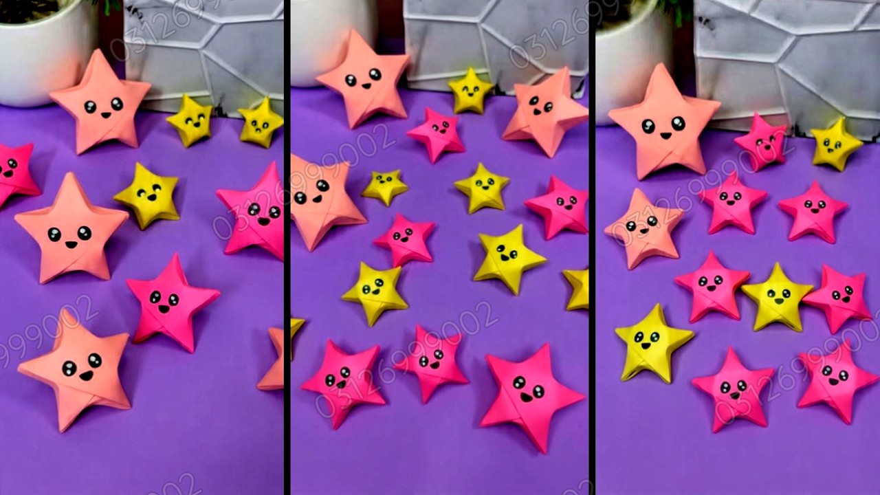 Origami Lucky Star - How to fold 3D Paper Star Easy Tutorial - YouTube