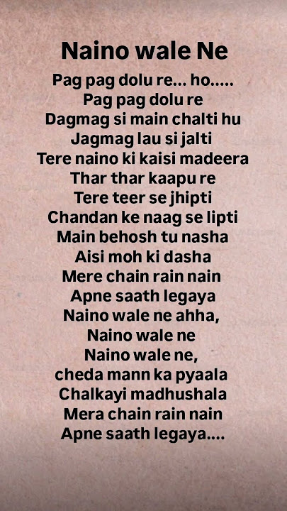 Naino Wale Ne # Lyrics