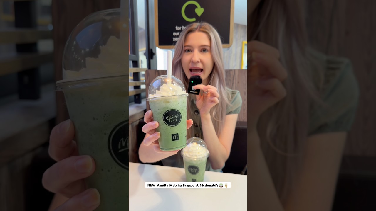 NEW Matcha Frappé at Mcdonald's!🍵🍦#mcdonalds #matcha #tastetest
