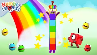 🌈Rainbow Hide and Seek🔍| Spot Numberblock 7 Half Term Fun! | Learn to count | Numberblocks