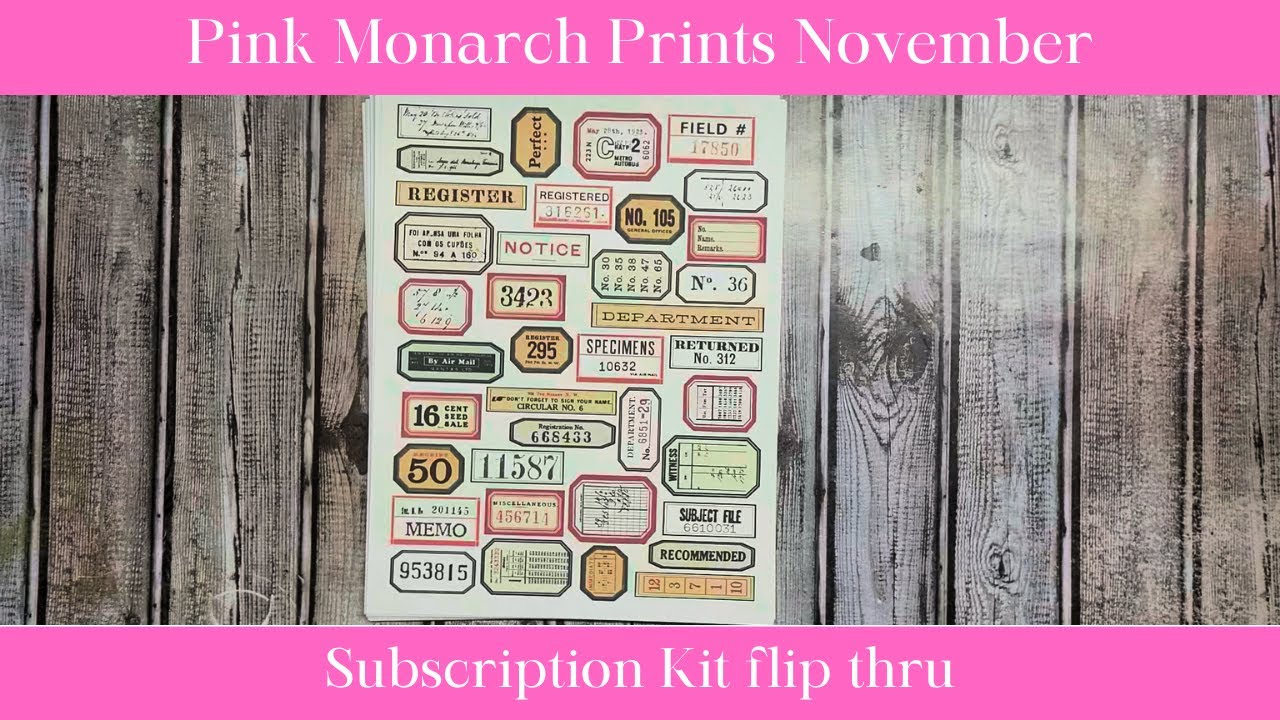 Pink Monarch Prints November Subscription Kit junkjournaling YouTube
