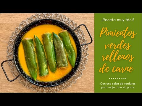 PIMIENTOS VERDES RELLENOS DE CARNE💚 con SALSA de VERDURAS🤤 Receta Fácil y Deliciosa⭐