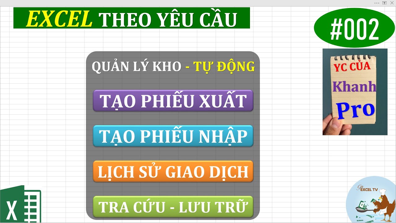 Excel theo yêu cầu | #002 Quản lý kho tự động | Tạo... - youtube