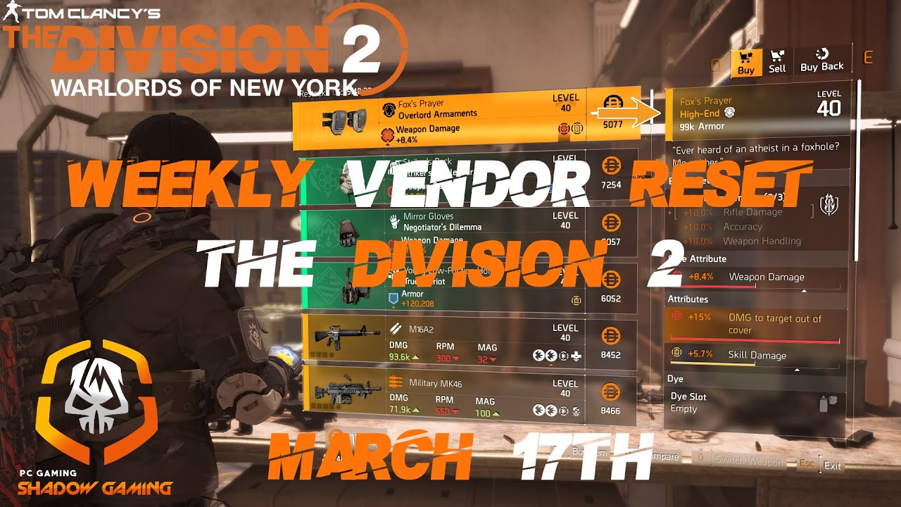 Division 2 | Weekly Vendor Reset | March 17th FOX's PRAYER KNEE PADS