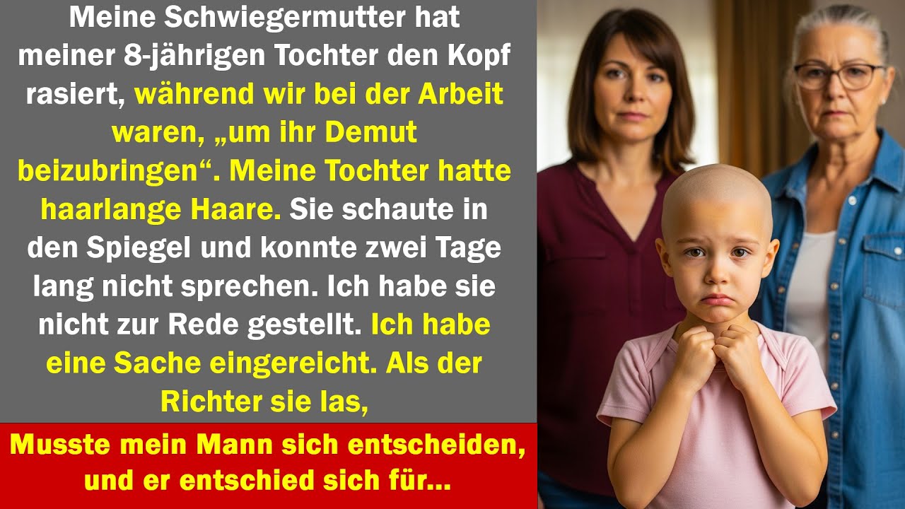 Schwiegermutter rasierte meiner 8-jährigen Tochter den Kopf mein Mann musste wählen.