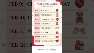 💖 Valentine Week List 2026: Full 7 Days| Romantic Valentine Week 2026 |Valentine’s Week Calendar ❤️