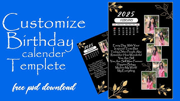 Customize Calendar 📅 Birthday template || Free PSD file || Free psd Website