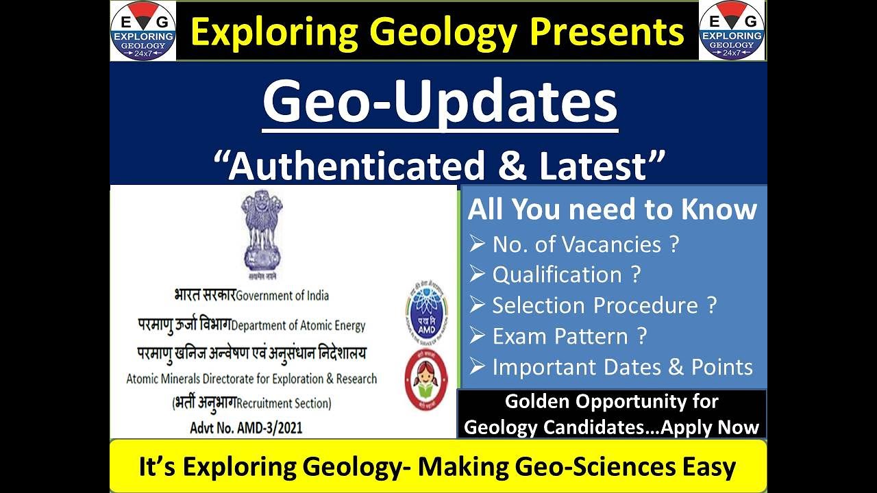 Atomic Minerals Directorate (AMD) recruitment Advt. for Geology ...
