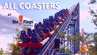All Coasters at Six Flags New England + OnRide POVs + Wicked Cyclone  Front Seat Media