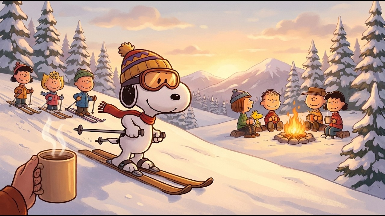 Snoopy Ski Trip Jazz ❄️ Cozy Winter Chill Music