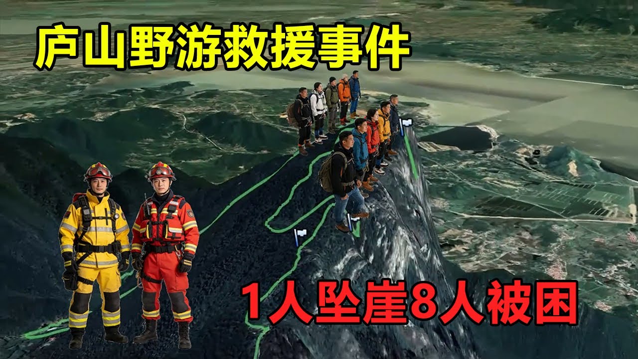【庐山野游救援事件】11名驴友攀爬庐山未开发悬崖，一人坠崖8人被困，景区被迫关闭2日损失50w元