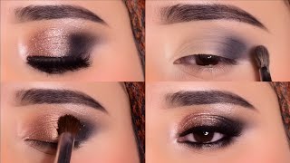 LEARN WITH ME : Glittery Smokey Eye Makeup Tutorial / Easy Eye Makeup Tutorial for Beginners