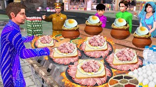 Handi Chicken Omelette Street Food Chicken Bread Omelette Recipe Cooking Hindi Kahaniya Comedy Video