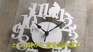 ねこの掛時計　シルエット　秒針の動き