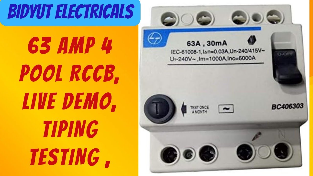 👉 #63 Amp 4 pool RCCB 💥live demo, Tiping testing 🔥#electrical # ...