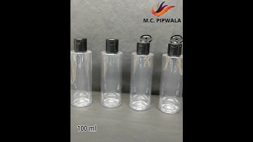"100ml Transparent Cylinder Pet Bottle with Black Flip-top Cap by M.C. Pipwala"