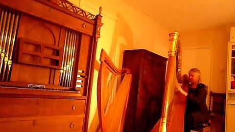 harpist Regina Ederveen plays Romance by Johannes Snoer on harp.MOV