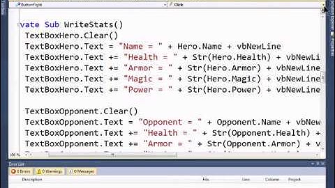 Visual Basic 2010 Express Tutorial 30   Classes For A Roll Playing Game Simulation 2