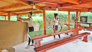 Full Video: Process Make Big Wooden Table & Chair, Woodworking Large Wood, BUILD BIGGEST LOG CABIN