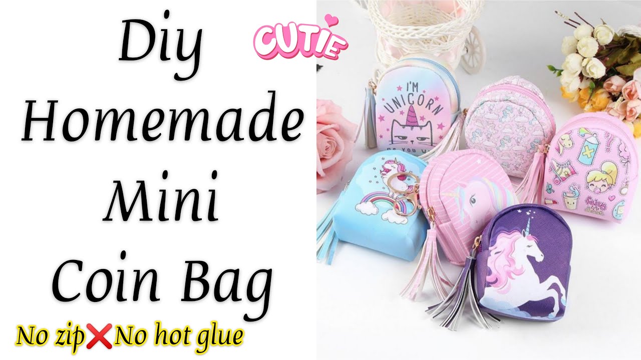 How to make cute coin bag without sewing/Diy unicorn bag/Paper crafts/Diy cute  coin purse 