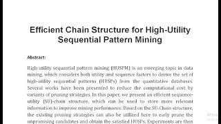 Efficient Chain Structure for High Utility Sequential Pattern Mining