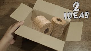  2 CARDBOARD BOX IDEA /DIY JUTE BOX DECOR. Jute craft ideas easy.