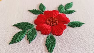 Beautiful satin stitch flower embroidery design tutorial