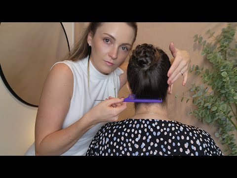 ASMR Perfectionist Clean Girl Hair Styling with Slick Bun & Braiding | Hairspraying, Combing