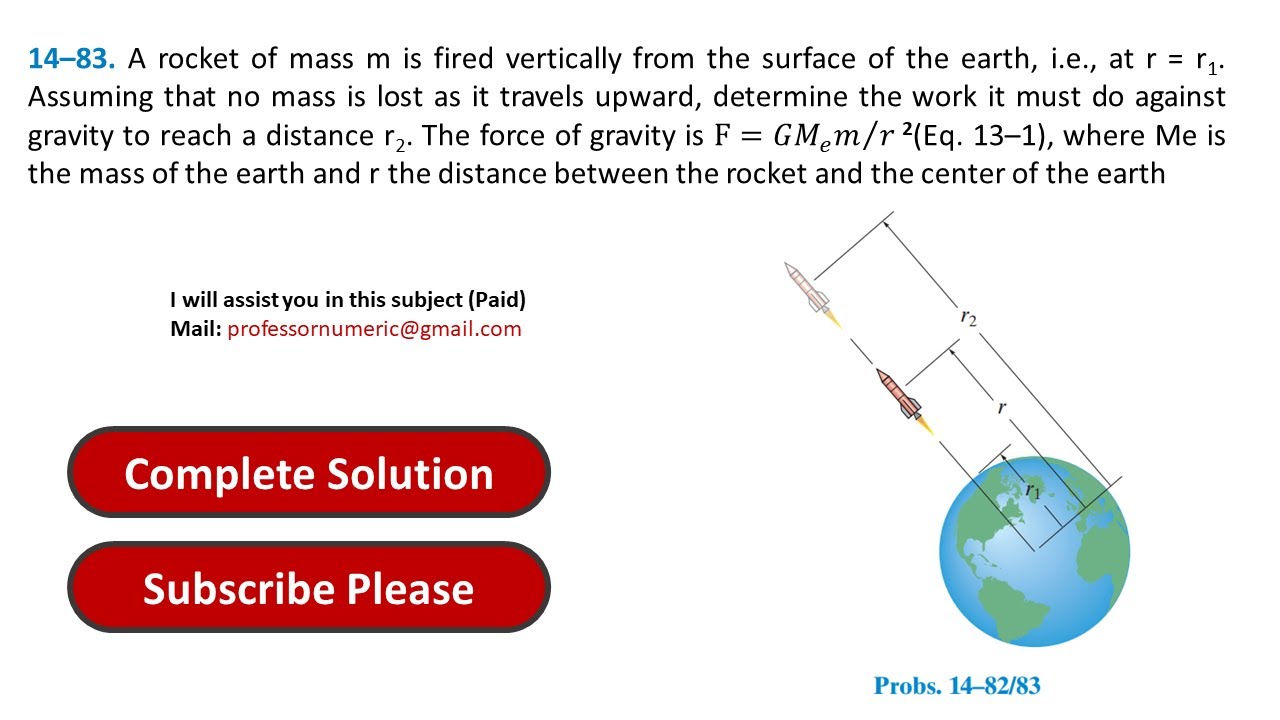 14–83. A rocket of mass m is fired vertically from the surface of the ...