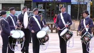 Special Drum Salute by Royal Air Force Cadets on parade in Dundee City centre, Scotland, 2019