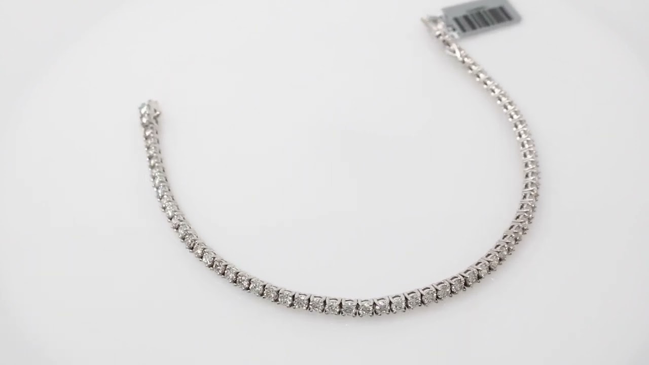 Diamond 14KT White Gold Tennis Bracelet 3mm Diamond, 3.5mm Setting