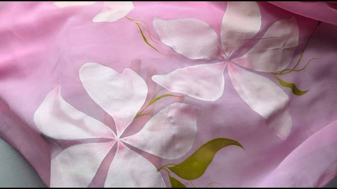 Easy Fabric Painting Tutorial | Flowers Shading Technique on Georgette Fabric