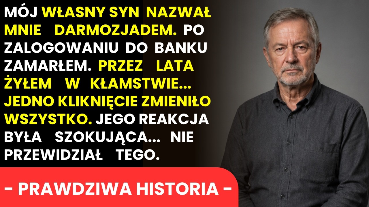 Wczoraj mój syn nazwał mnie darmojadem. Stałem wtedy z wydrukiem wyciągu bankowego w ręku — po raz pierwszy od ośmiu lat zobaczyłem, ile kosztowało mnie milczenie. Godzinę wcześniej wszedł do...