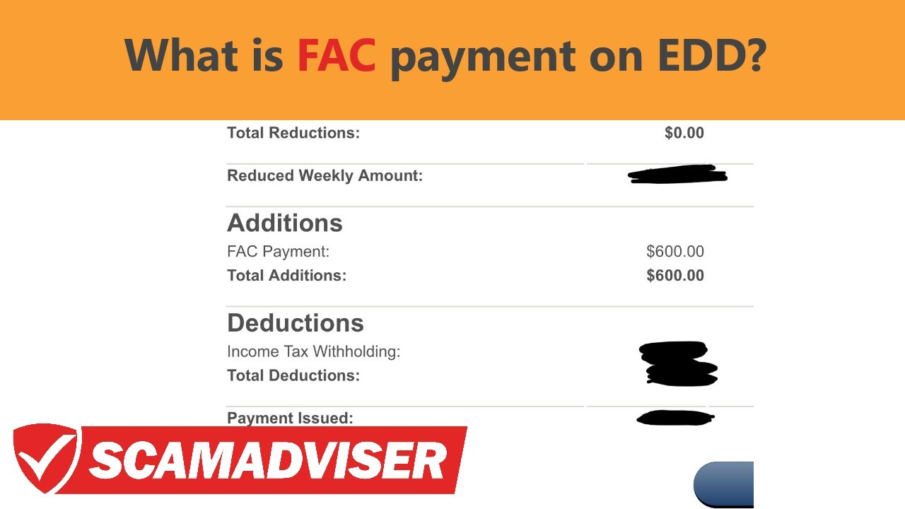 What is FAC payment on EDD Bank of America? What is the meaning of FAC