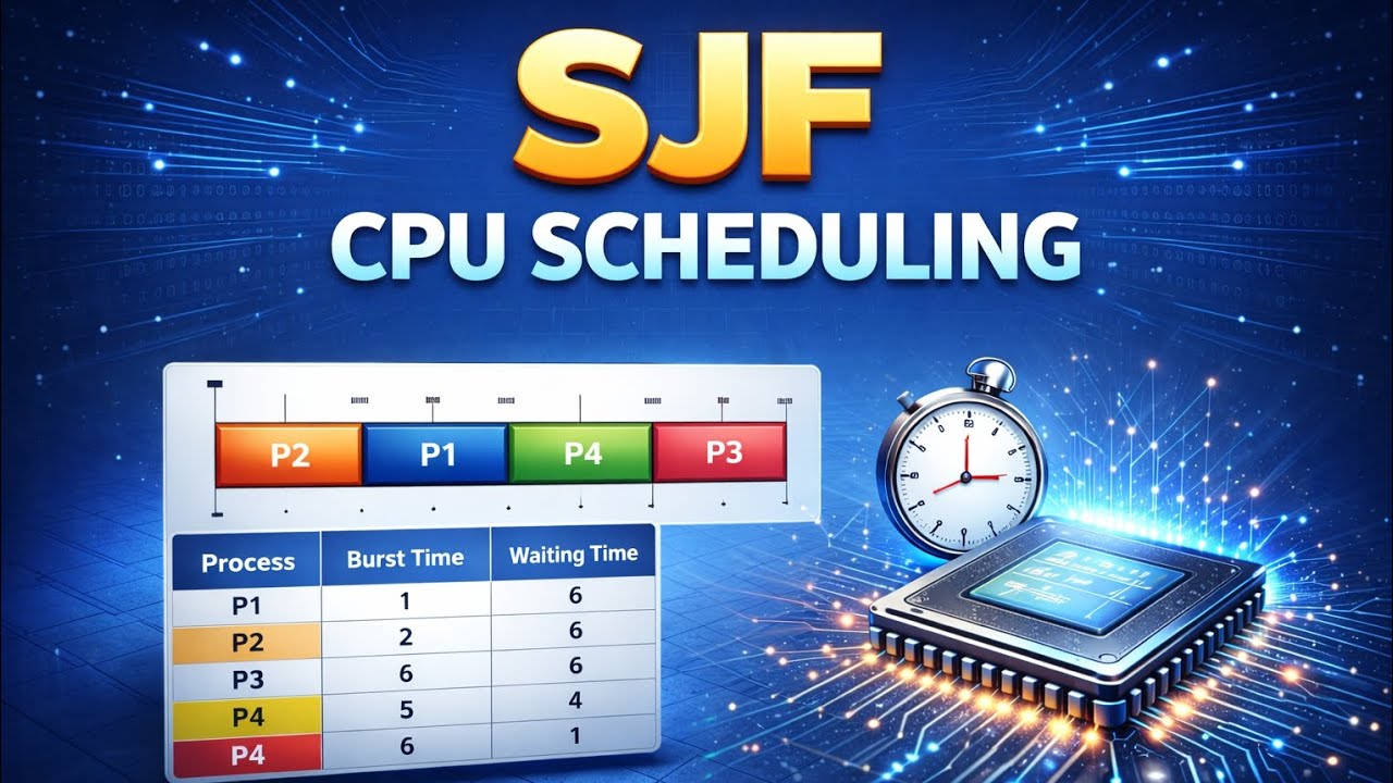 SJF(Shortest Job First) cpu scheduling Algorithm in os