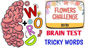 Brain Test:Tricky Words Flowers Challenges All Levels (1-20) #braintesttrickywords #flowerschallenge