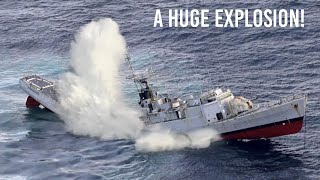 Une énorme explosion ! Un sous-marin français atteint la coque d'un patrouilleur maritime avec sa...