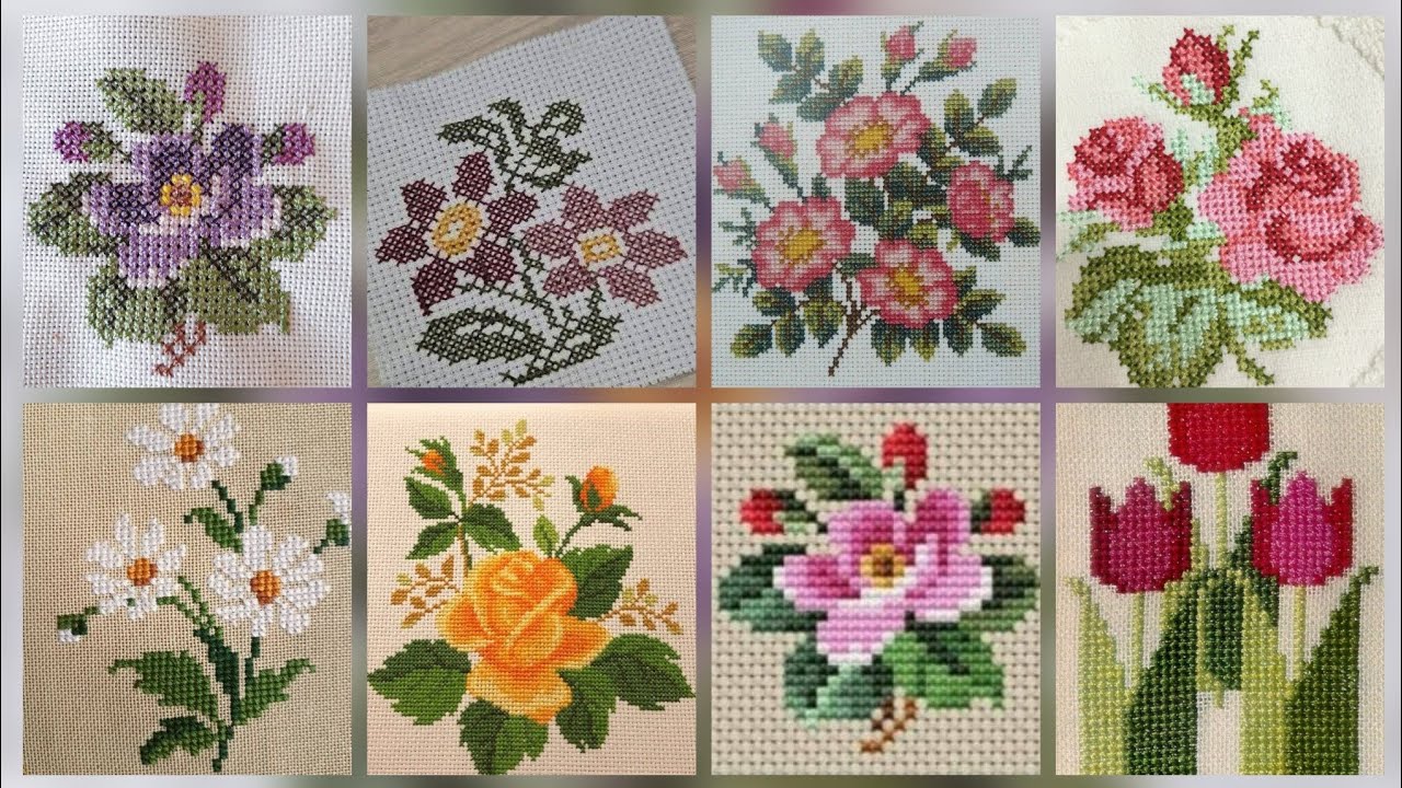 Более 100 потрясающих и элегантных схем для вышивки крестом с цветочными мотивами || Идеи для все...