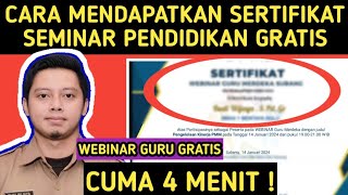 CARA MENDAPATKAN SERTIFIKAT SEMINAR PENDIDIKAN GRATIS DI WEBINAR UNTUK EKINERJA PMM DOWNLOAD GRATIS