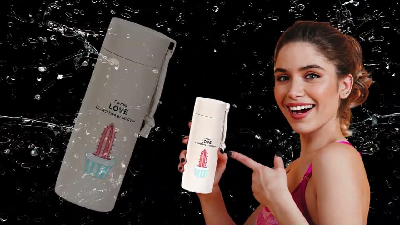 Welour Premium Plant Print Glass Water Bottle with Food grade Silicone Plastic-430 ml | Glass Bottle