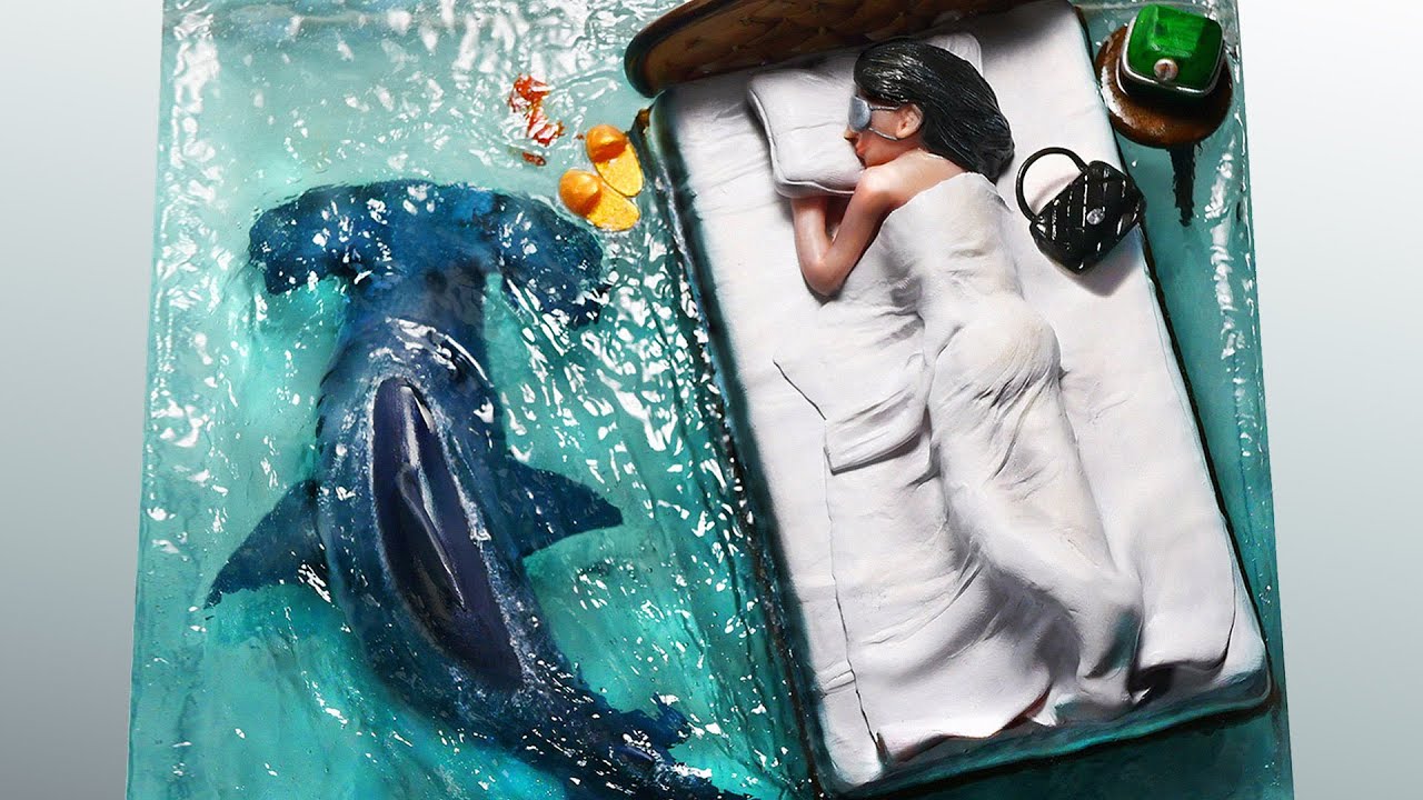 How To Make a Shark In The Bedroom Diorama / Polymer Clay / Epoxy resin ...