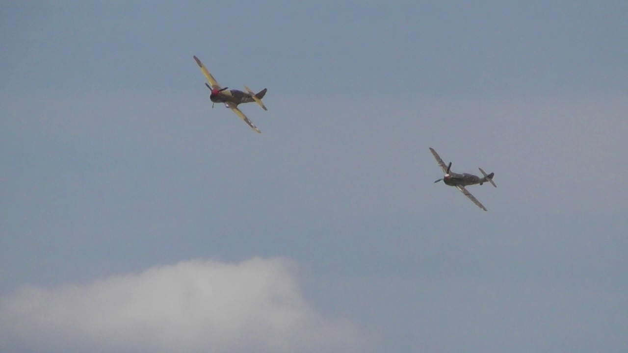 aviation Bf109 Buchon GAWHK & warhawk  display Duxford Flying Legends air show 8jul17 346p